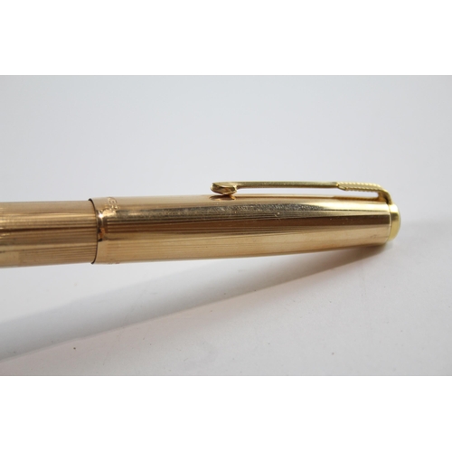 458 - Vintage Parker 51 Gold Plated Fountain Pen w/ 14ct Gold Nib WRITING (28g)