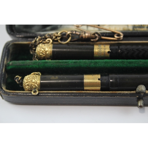 461 - 2 x Vintage Mabie Todd The Swan Pen Fountain Pens w/ 14ct Gold Nibs WRITING