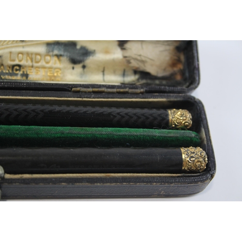 461 - 2 x Vintage Mabie Todd The Swan Pen Fountain Pens w/ 14ct Gold Nibs WRITING