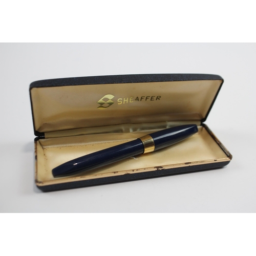 463 - Vintage SHEAFFER PFM Pen For Men Navy Fountain Pen w/ 14ct Gold Nib WRITING Box