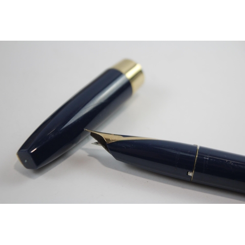 463 - Vintage SHEAFFER PFM Pen For Men Navy Fountain Pen w/ 14ct Gold Nib WRITING Box