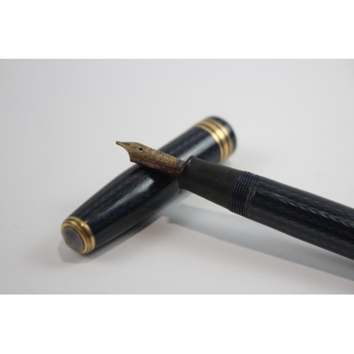 465 - Vintage CONWAY STEWART Duro Navy Fountain Pen w/ 14ct Gold Nib WRITING