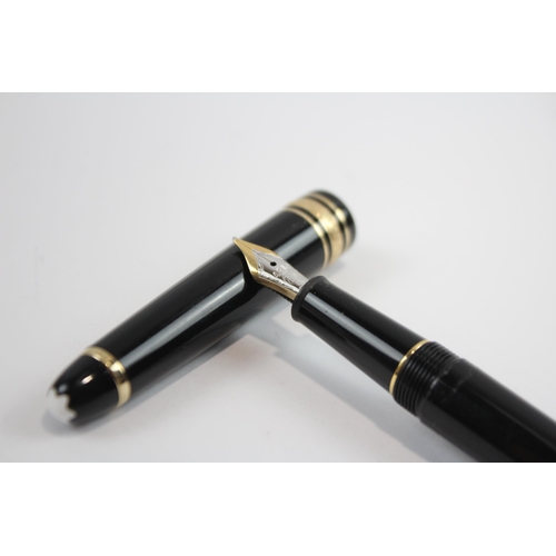 472 - MONTBLANC Meisterstuck Black FOUNTAIN PEN w/ 14ct White Gold Nib WRITING