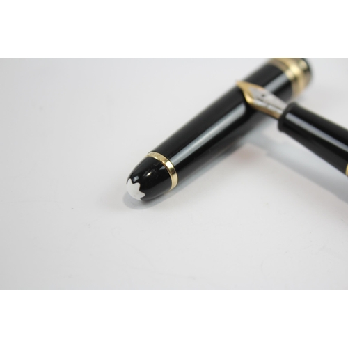 472 - MONTBLANC Meisterstuck Black FOUNTAIN PEN w/ 14ct White Gold Nib WRITING