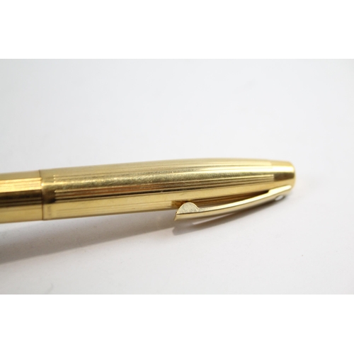 473 - Vintage Sheaffer Imperial Gold Plate Fountain Pen w 14ct Gold Nib WRITING