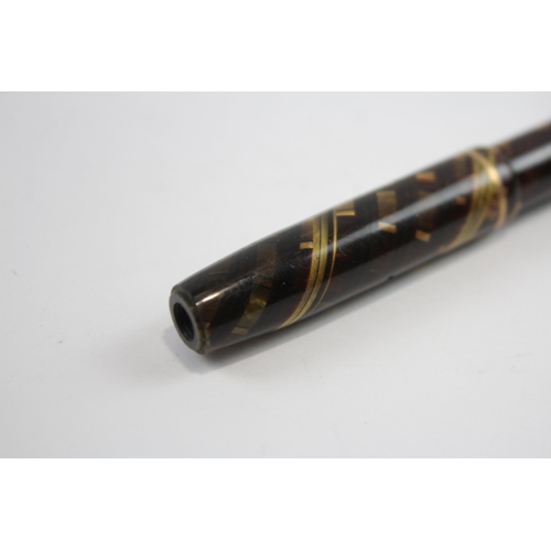 483 - Vintage Conway Stewart 28 Brown Fountain Pen w/ 14ct Gold Nib WRITING