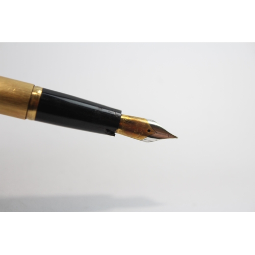 487 - Vintage Waterman Super 6 Gold Plated Fountain Pen w/ 18ct Gold Nib WRITING 23g