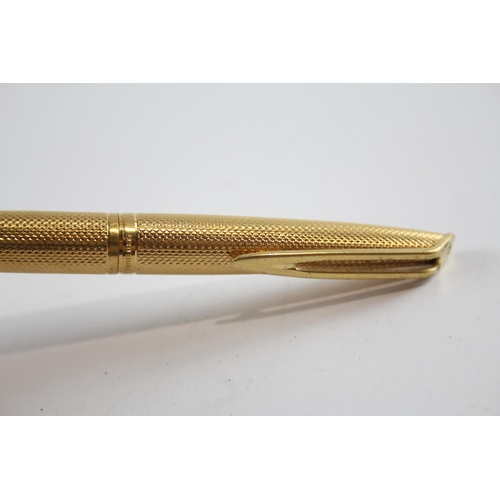 488 - Vintage WATERMAN C/F Gold Plate Cased Fountain Pen w/ 18ct Gold Nib WRITING 20g