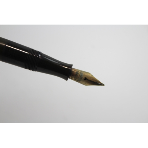 489 - Vintage WATERMAN Ideal Brown Fountain Pen w/ 14ct Nib, 9ct Banding  (15g)