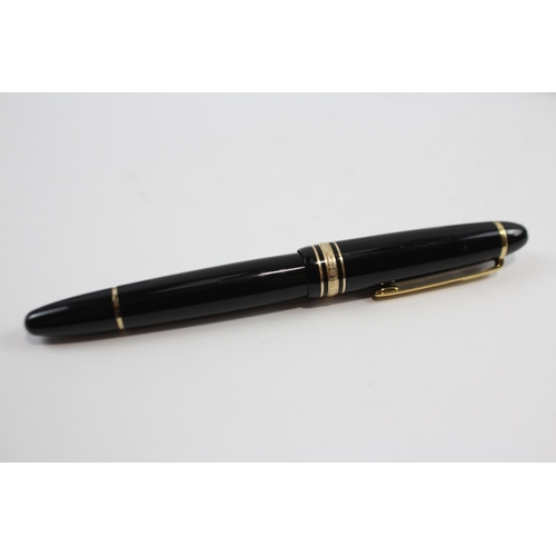 492 - MONTBLANC Meisterstuck Black FOUNTAIN PEN w/ 14ct White Gold Nib WRITING