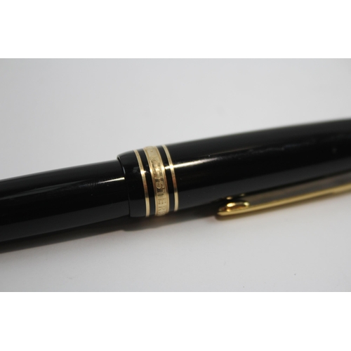 492 - MONTBLANC Meisterstuck Black FOUNTAIN PEN w/ 14ct White Gold Nib WRITING