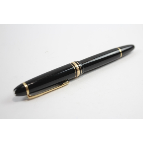 493 - MONTBLANC No.146 Meisterstuck Black FOUNTAIN PEN w/ 14ct White Gold Nib WRITING