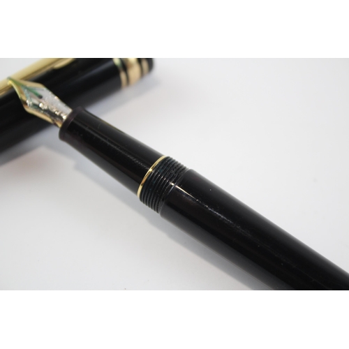 494 - MONTBLANC Meisterstuck Black FOUNTAIN PEN w/ 14ct White Gold Nib WRITING