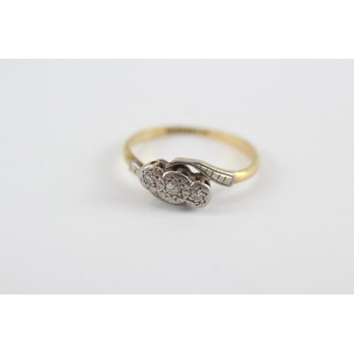 50 - 18ct Gold Diamond Three Stone Ring (2.2g) Size  K