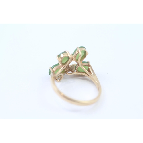 61 - 14ct Gold Nephrite Four Stone Dress Ring (3.9g) Size  O