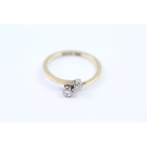 68 - 9ct Gold Diamond Two Stone Ring (2.5g) Size  Q