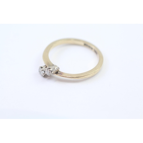 68 - 9ct Gold Diamond Two Stone Ring (2.5g) Size  Q