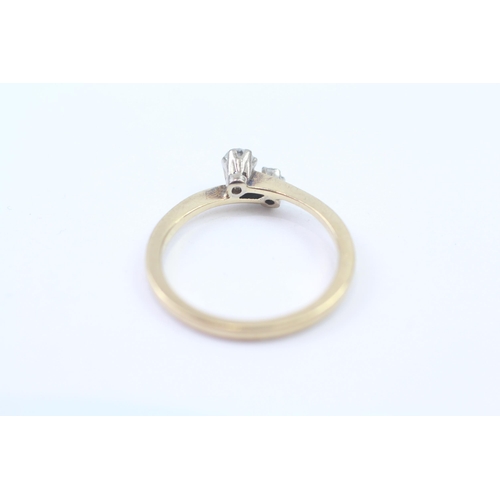 68 - 9ct Gold Diamond Two Stone Ring (2.5g) Size  Q