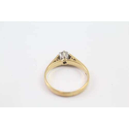 75 - 18ct Gold Circular Cut Diamond Single Stone Ring (2.8g) Size  L