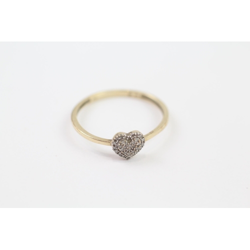 78 - 9ct Gold Diamond Heart Cluster Ring (1.2g) Size  R