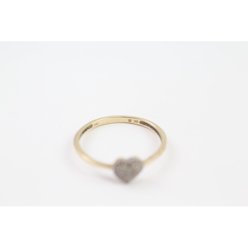 78 - 9ct Gold Diamond Heart Cluster Ring (1.2g) Size  R