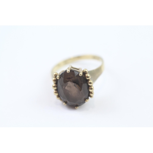 98 - 9ct Gold Smoky Quartz Single Stone Ring (4.1g) Size  O