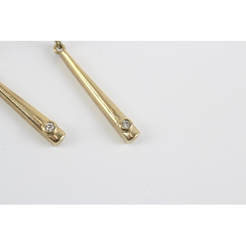 99 - 9ct Gold Diamond Drop Earrings (2.9g)