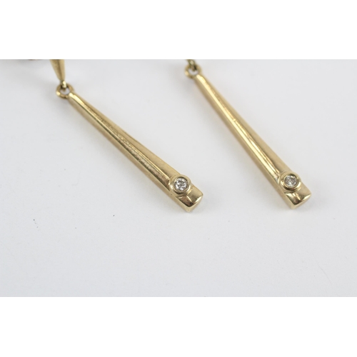 99 - 9ct Gold Diamond Drop Earrings (2.9g)