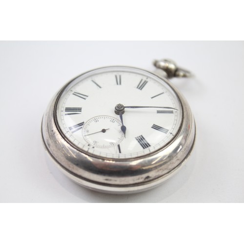 314 - STERLING SILVER Pair Cased Mens Antique Fusee POCKET WATCH Key-Wind WORKING 1874