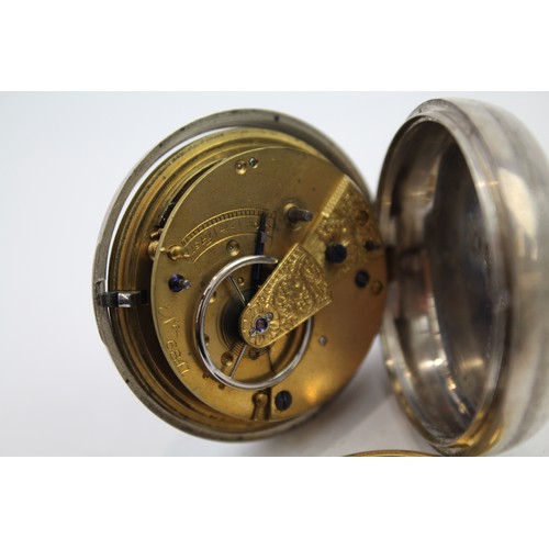 314 - STERLING SILVER Pair Cased Mens Antique Fusee POCKET WATCH Key-Wind WORKING 1874