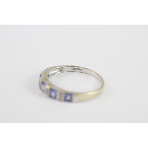 104 - 9ct White Gold Vintage Tanzanite And Diamond Set Half Hoop Eternity Ring (1.8g) Size  O