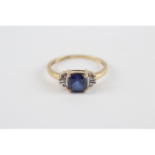 106 - 9ct Gold Vintage Sapphire And Diamond Set Dress Ring (1.7g) Size  N