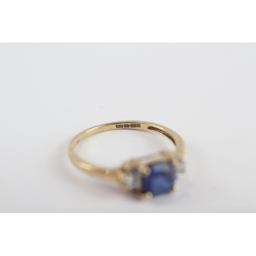 106 - 9ct Gold Vintage Sapphire And Diamond Set Dress Ring (1.7g) Size  N