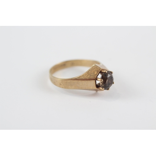 112 - 9ct Rose Gold Vintage Smokey Quartz Set Ring (2.4g) Size  K 1/2