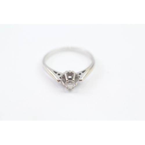 116 - 18ct White Gold Art Deco Diamond Set Solitaire Ring (2.5g) Size  K