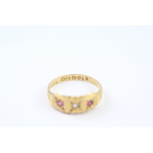 119 - 18ct Gold Victorian Ruby And Diamond Set Gypsy Ring (2.8g) Size  L