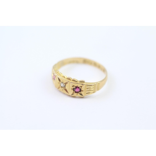 119 - 18ct Gold Victorian Ruby And Diamond Set Gypsy Ring (2.8g) Size  L