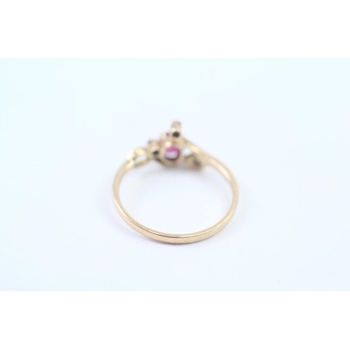 122 - 14ct Rose Gold Vintage Ruby And Diamond Set Dress Ring (1.6g) Size  N