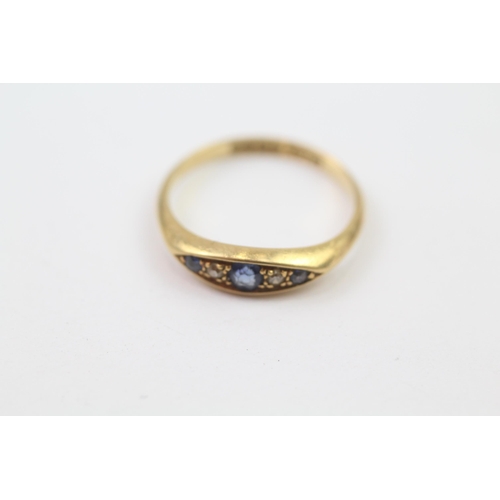 135 - 18ct Gold Antique Sapphire And Diamond Set Five Stone Dress Ring (3.1g) Size  O