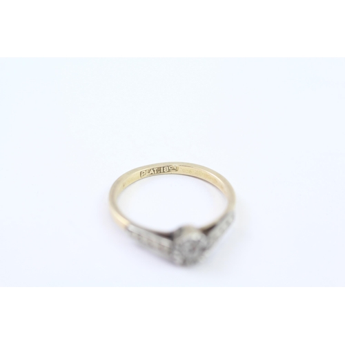 144 - 18ct Gold And .950 Platinum Antique Diamond Set Ring (1.9g) Size  L