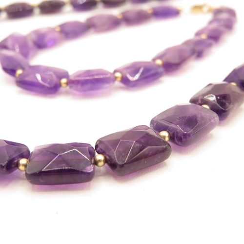 163 - 9ct gold amethyst panel necklace & bracelet set (40.5g)