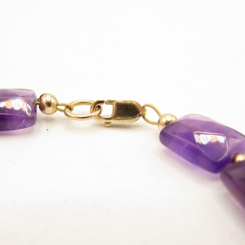 163 - 9ct gold amethyst panel necklace & bracelet set (40.5g)