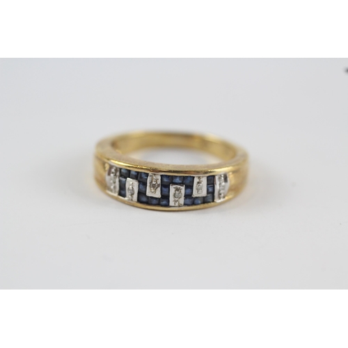 171 - 9ct gold sapphire & diamond half eternity ring (3.4g) Size  N