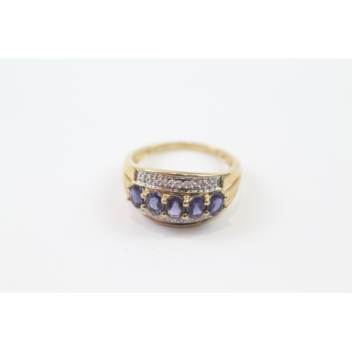 175 - 9ct gold iolite & diamond ring (2.1g) Size  K 1/2