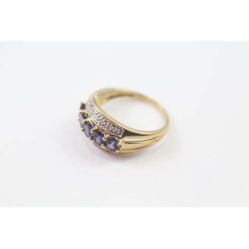 175 - 9ct gold iolite & diamond ring (2.1g) Size  K 1/2