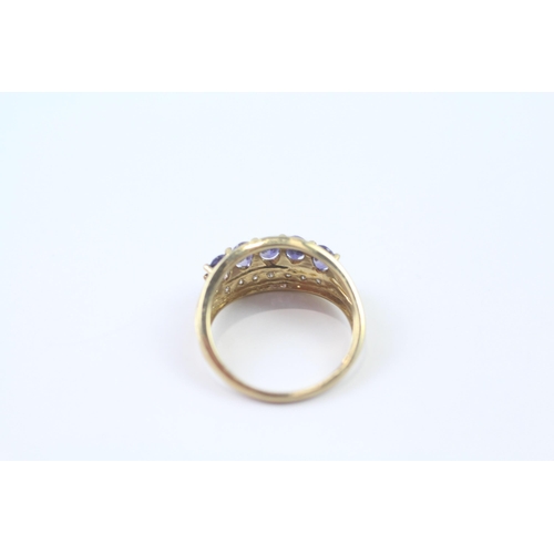 175 - 9ct gold iolite & diamond ring (2.1g) Size  K 1/2