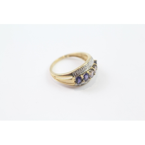 175 - 9ct gold iolite & diamond ring (2.1g) Size  K 1/2