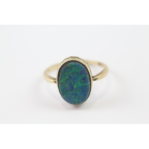 188 - 9ct gold opal doublet dress ring (3.1g) Size  M