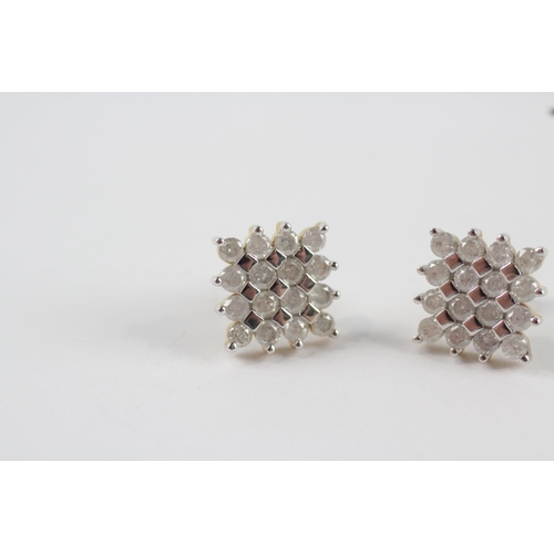 199 - 9ct gold diamond cluster paired earrings (2.9g)