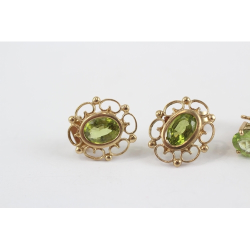 20 - 3 X 9ct Gold Peridot Set Stud Earrings (5g)